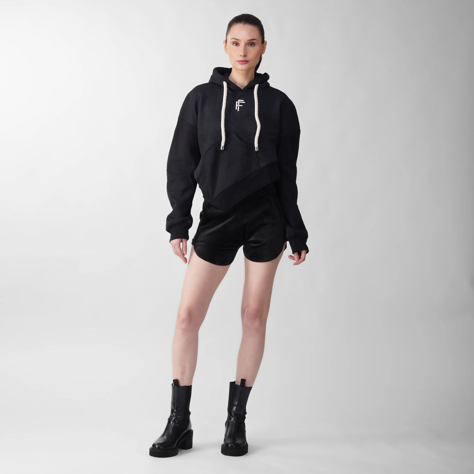 Cotton Fleece Asymmetric Hoodie