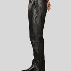ZIPPED LEATHER PANTS